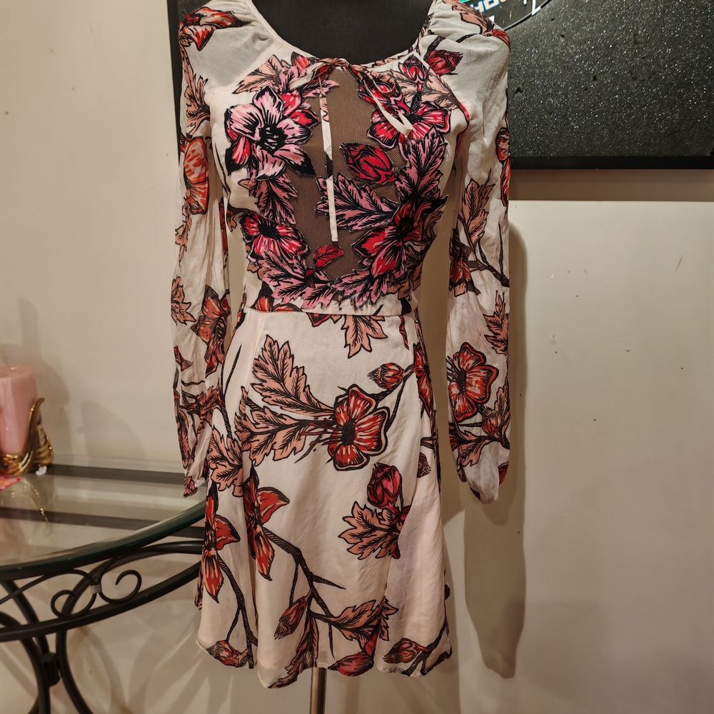 For Love and Lemons Sierra Silk Mini Dress Floral XS 011500 - Picture 7 of 16